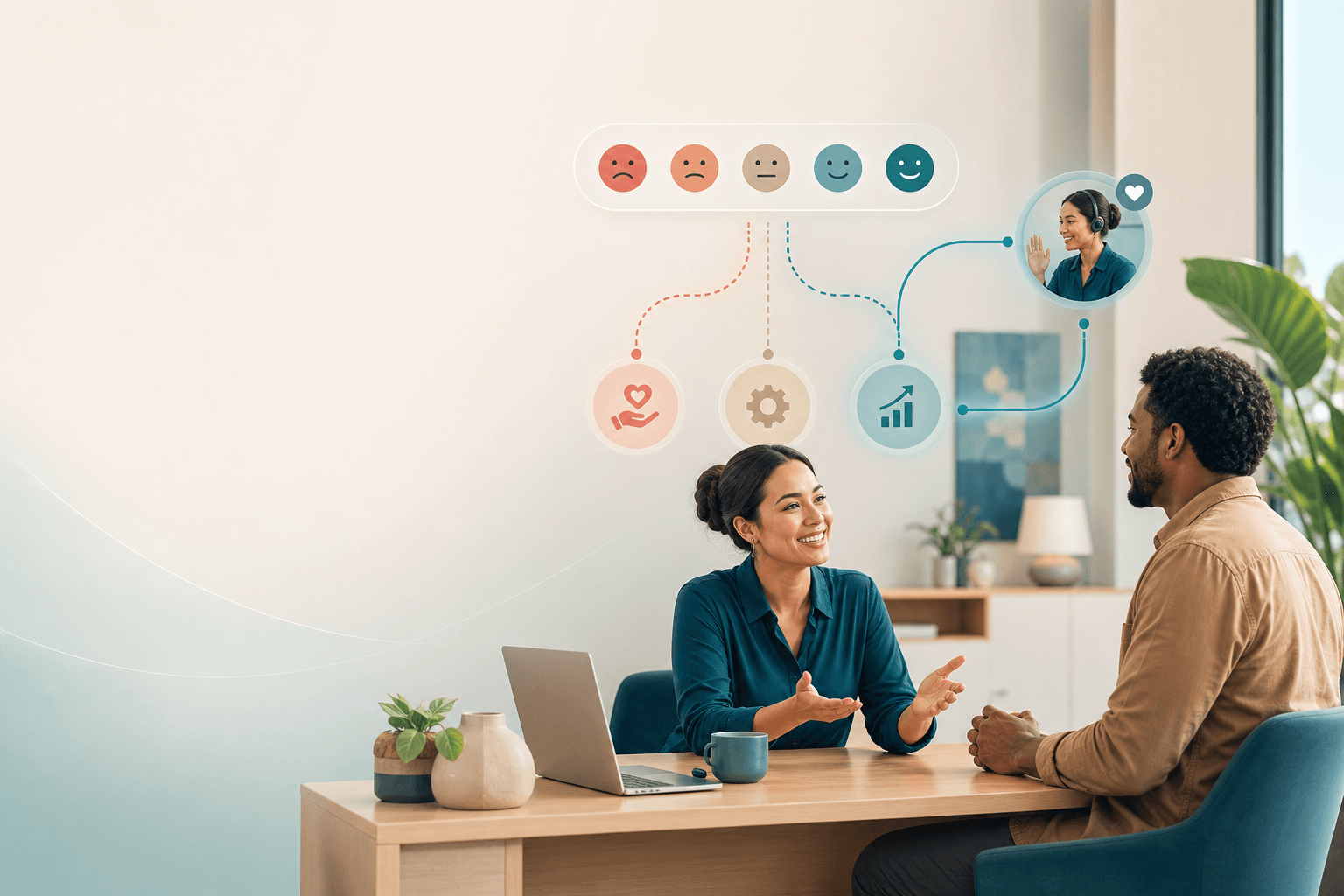 Customer satisfaction decision flow routing feedback into recovery, improvement, and advocacy paths