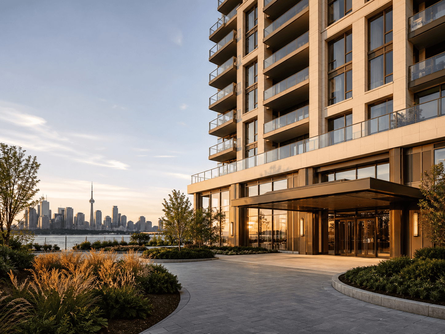 New Condo Development template artwork showing the illustrative Harbourline waterfront residences